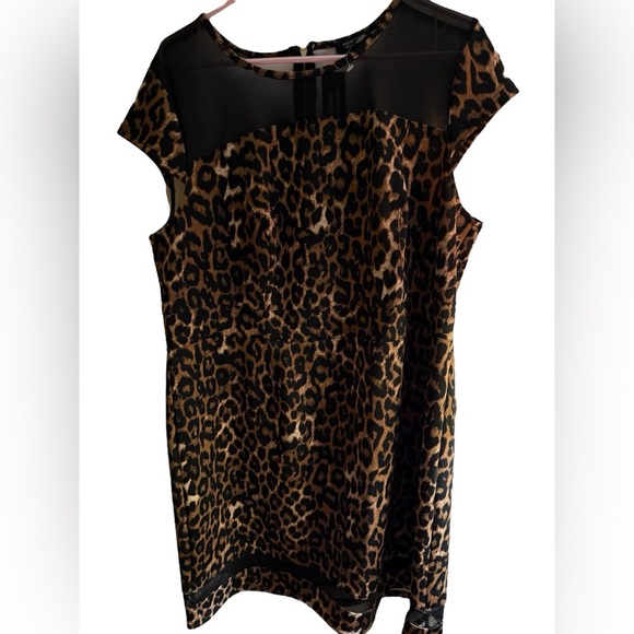 NWT SpenSe Woman Leopard Print Dress with Mesh Detail - Size 16W - Picture 1 of 14